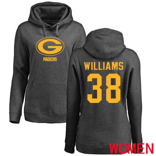 Green Bay Packers Ash Women #38 Williams Tramon One Color Nike NFL Pullover Hoodie Sweatshirts